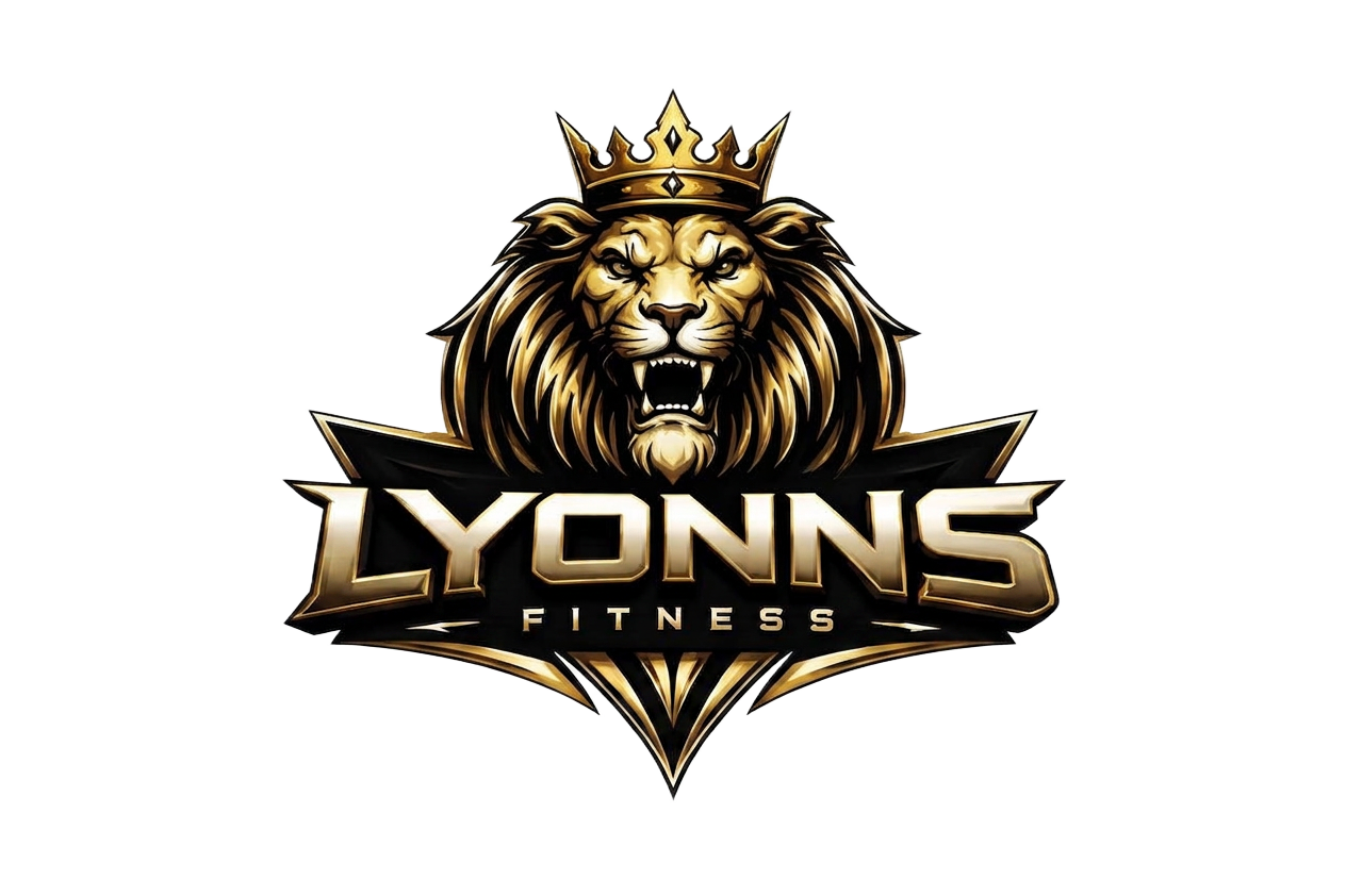 LYONNS FITNESS crowned lion logo